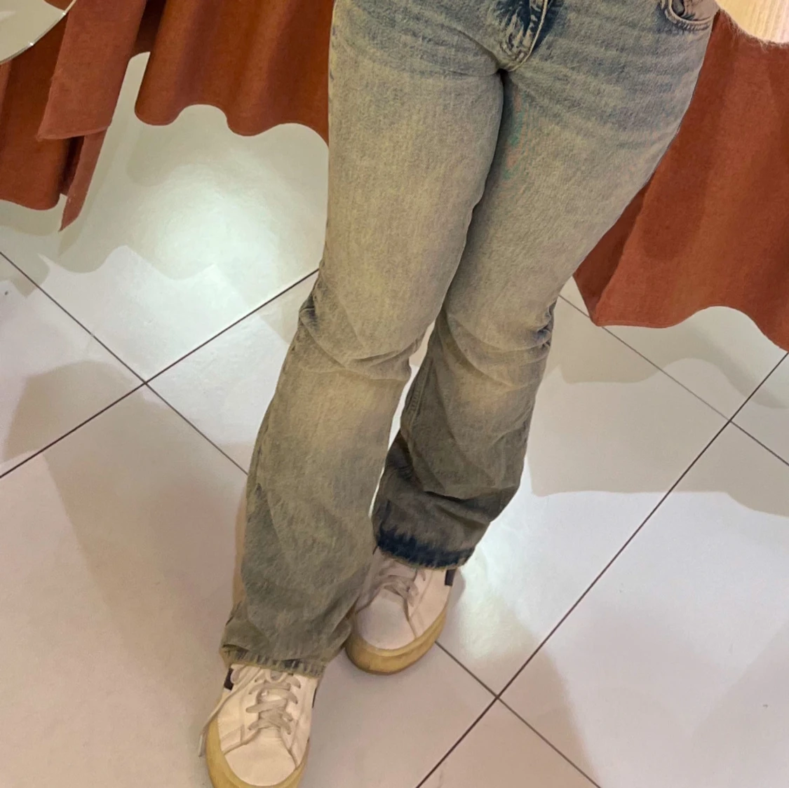 Blå low waist bootcut jeans - 1