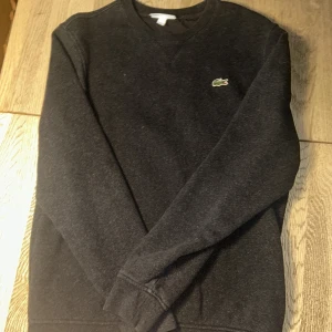 Mörkgrå sweatshirt från Lacoste - Säljer en klassisk mörkgrå sweatshirt från Lacoste med rund halsringning. Passar någon som är runt 180 - 190  cm lång. Nypris 799 kr, säljer för 419 kr. Bara använd ett få par gånger!