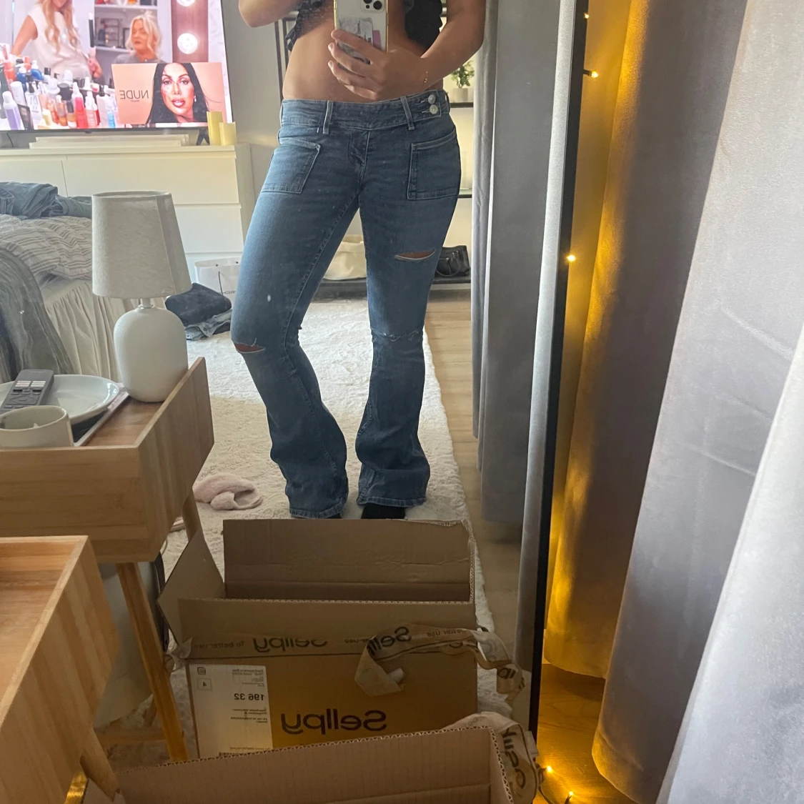 Pleated flare jeans Gina tricot - 3