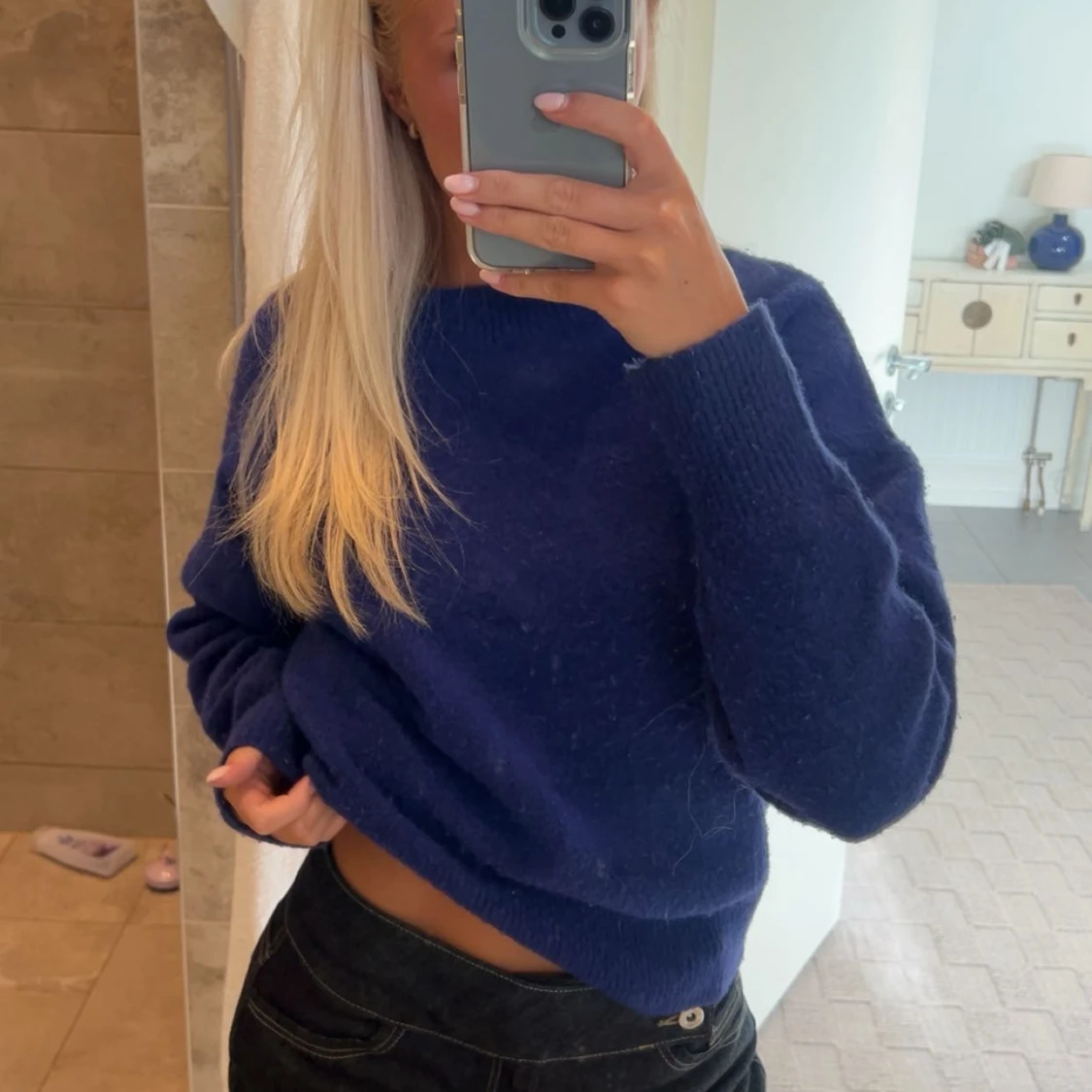 Blå/lila stickad tröja 