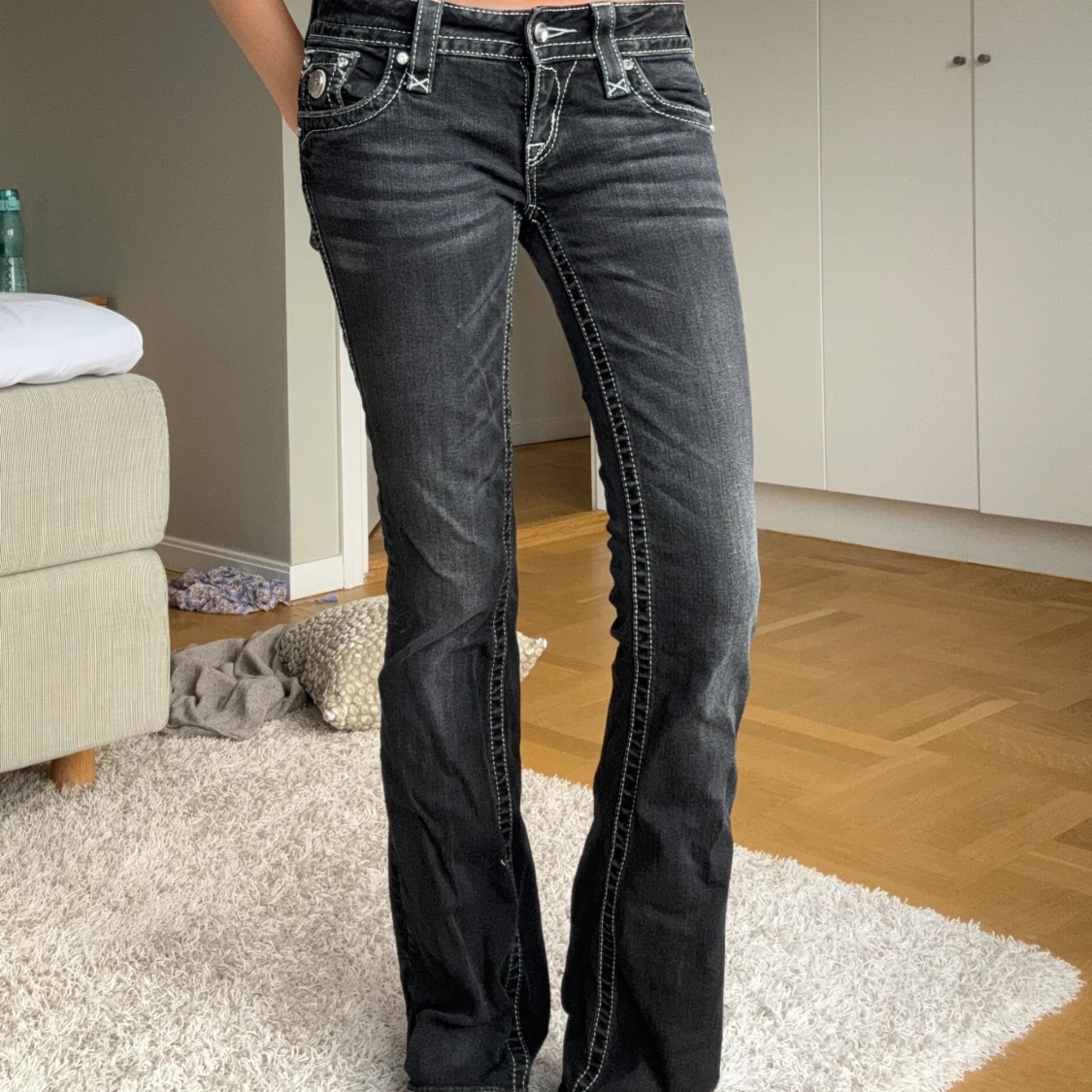 Rock Revival mörkgråa bootcut jeans