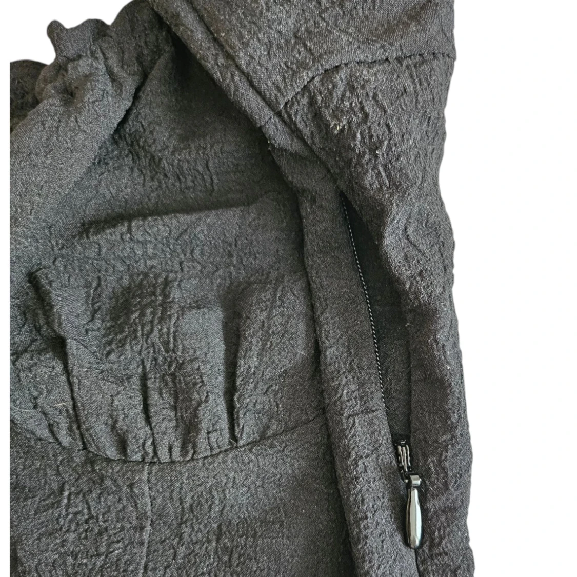 Svart maxi omlottklänning med puffärm - 3