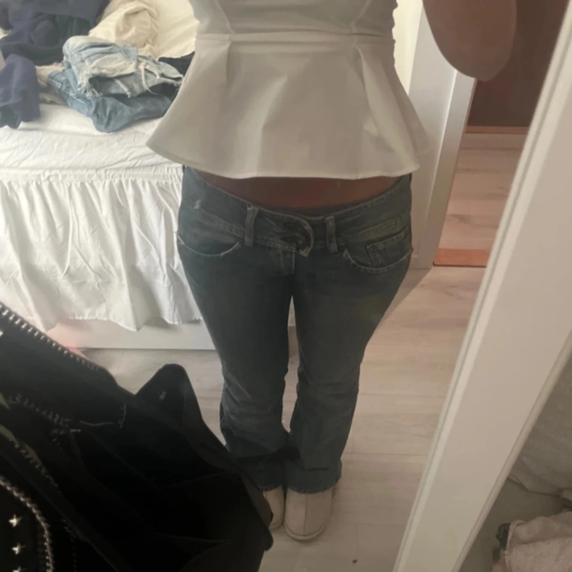 Lågmidjade blå bootcut jeans