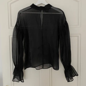 Glansig mesh blus - Såå fin svart, genomskinlig blus i glansigt material. 