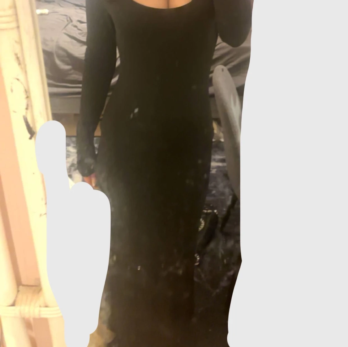 Svart långärmad långklänning - 1