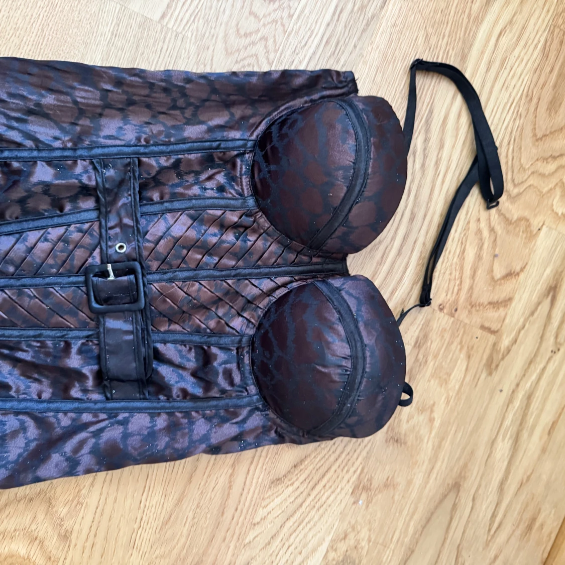 Brun leopardmönstrad korsett med bälte - 1