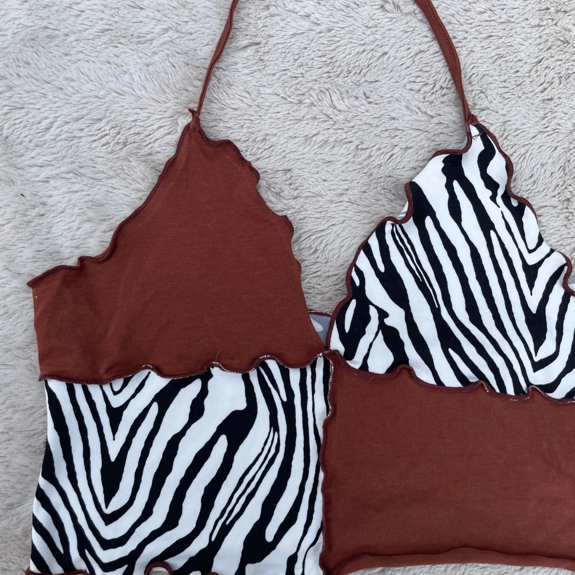 Brun och zebramönstrad linnetopp - 2