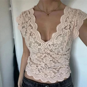 Spets topp - Rosa/beige, storlek m passar xs-m