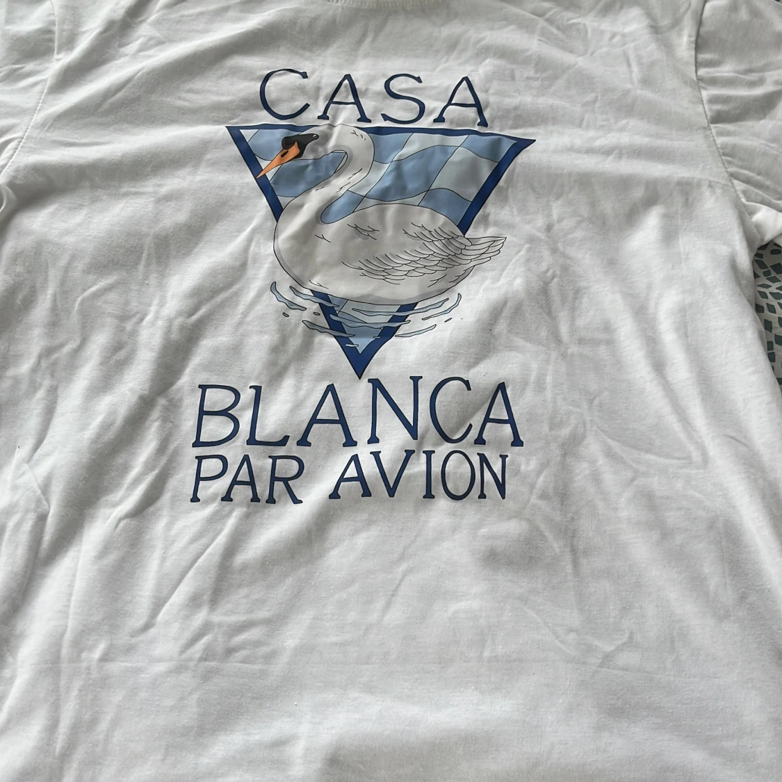 Vit t-shirt med svan och tryck från Casa Blanca - 1