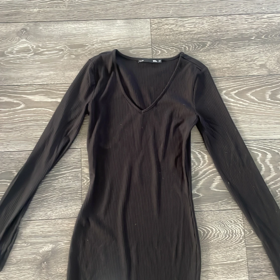 Svart ribbad långklänning 157 XS - 1