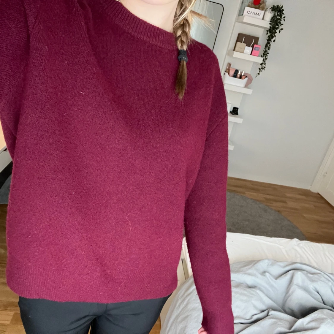 Vinröd stickad tröja - 2