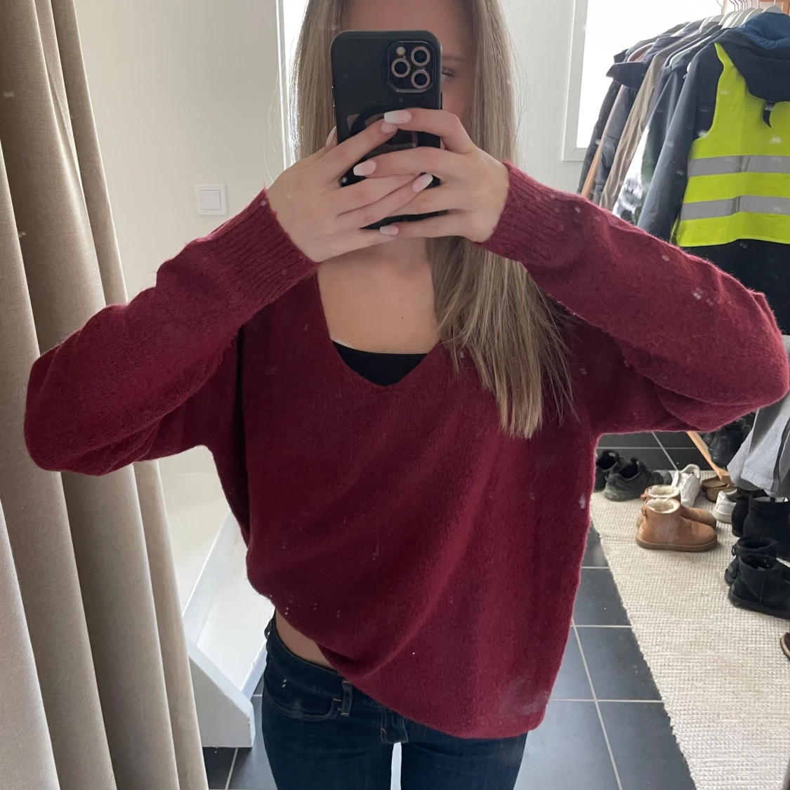 Vinröd stickad tröja - 2
