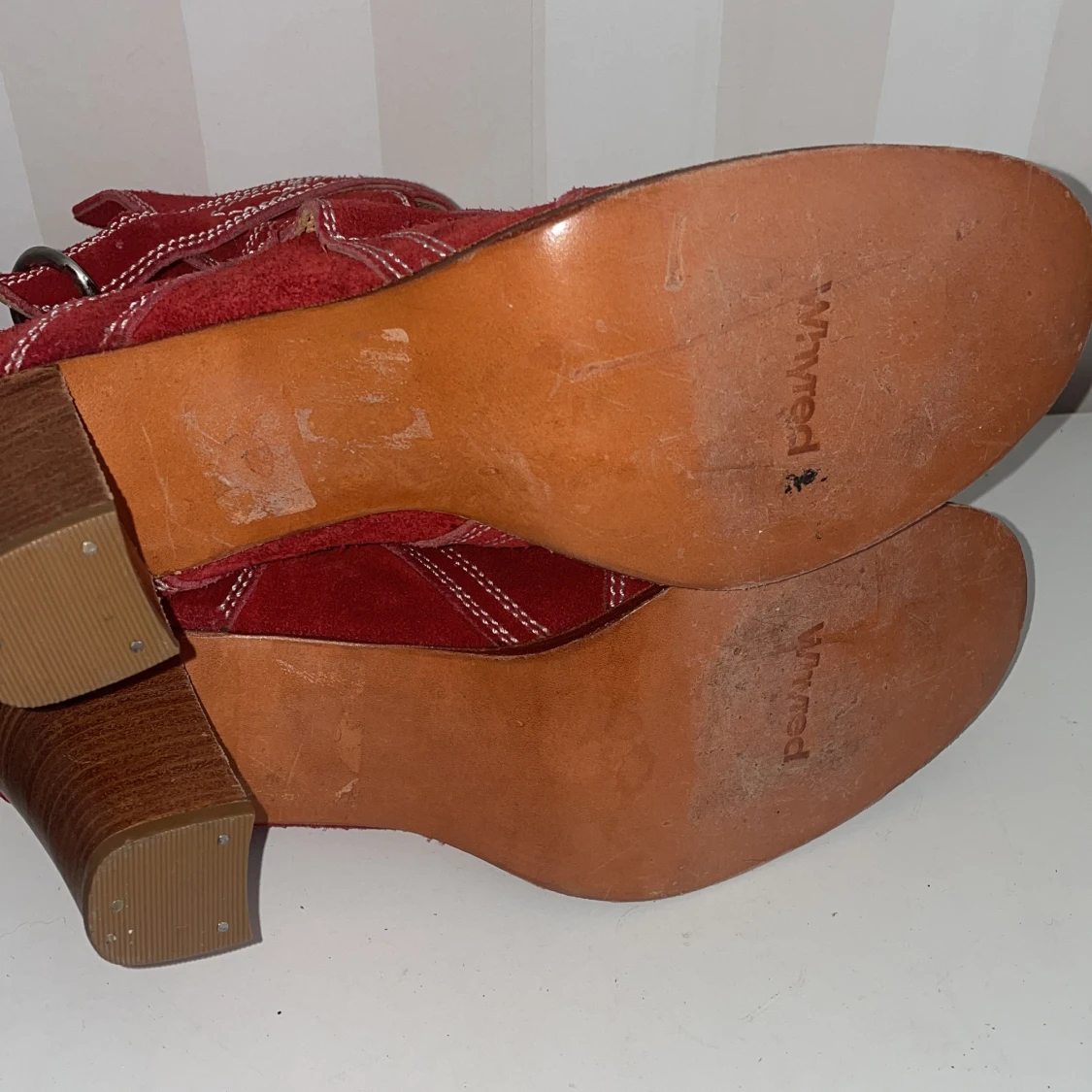 Whyred Röda mocka boots med klack - 3