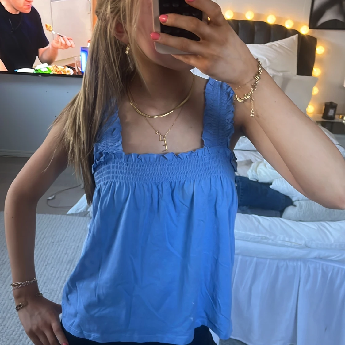 Söt blå sommar blus