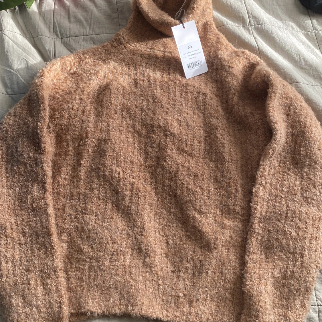 Beige stickad polotröja - 3