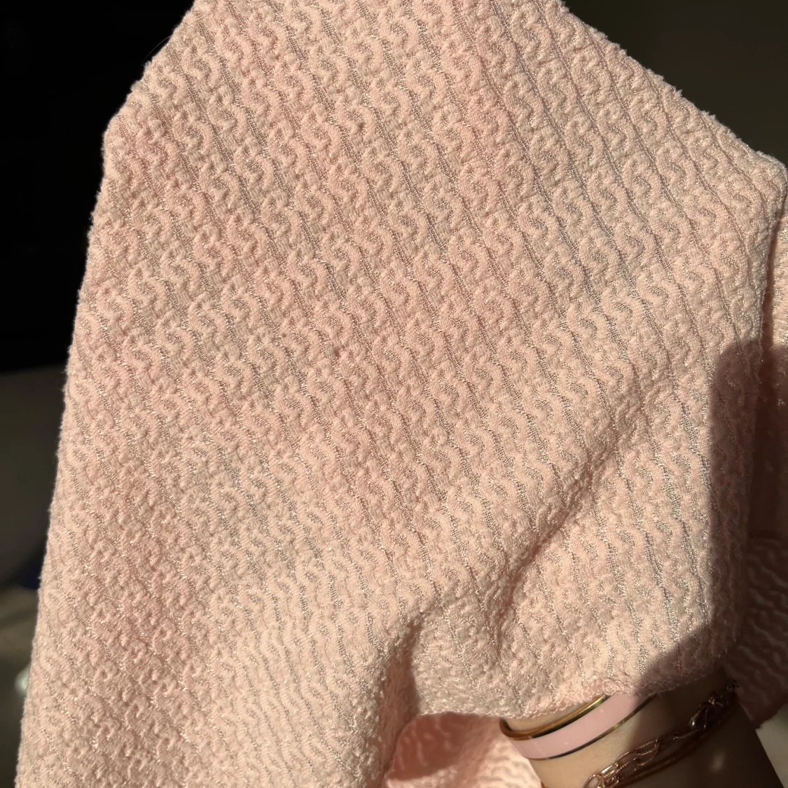 Rosa kortärmad topp med  rosett - 3