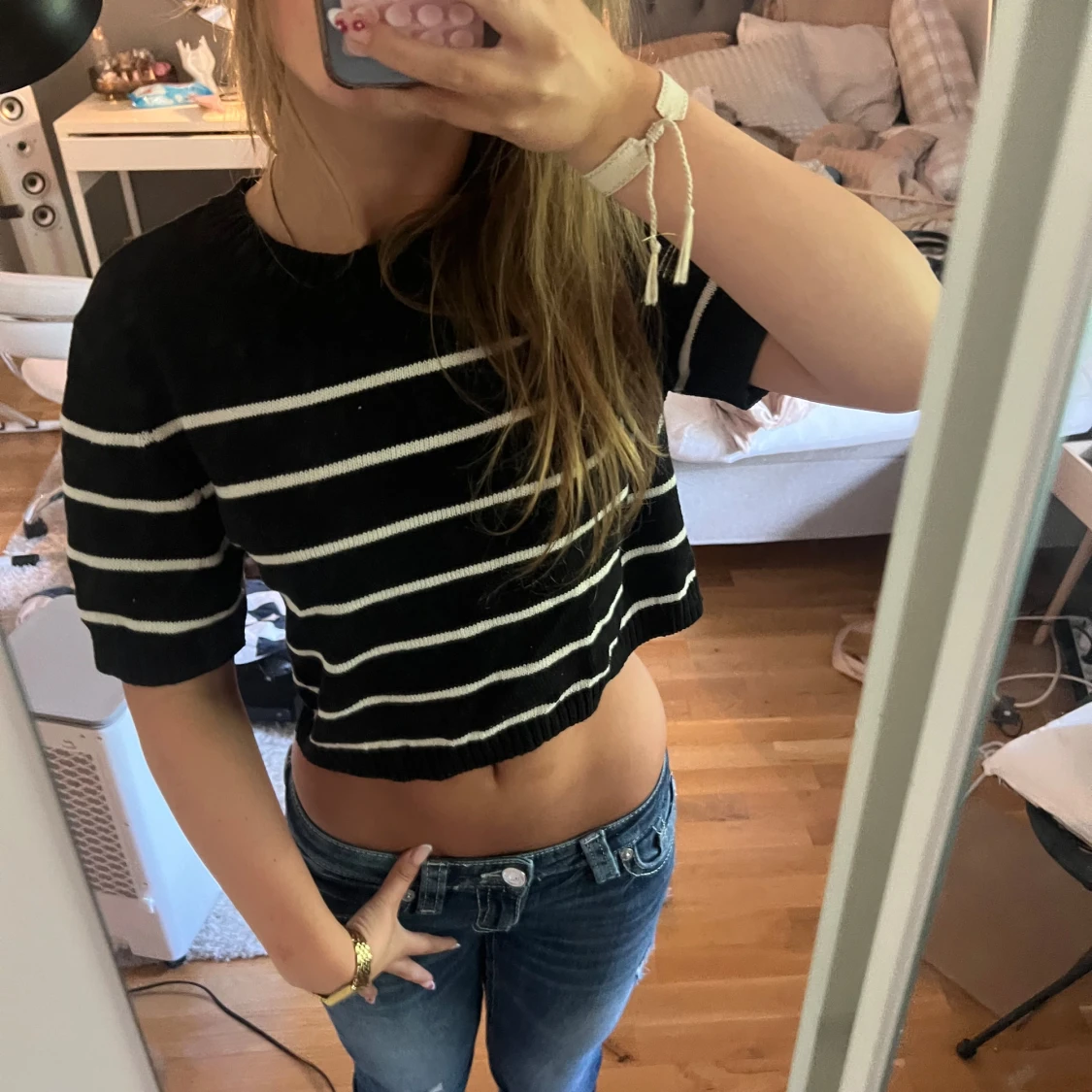 Randig stickad top - 1