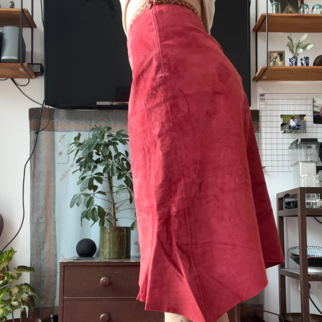 Röd mockakjol från Cam i S - 1