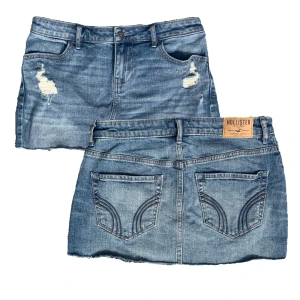 Low waist jeanskjol - Vintage jeanskjol från Hollister med slitningar! Midja 38x2cm, längd: 27cm. Kolla in min profil för fler plagg! 💙✨