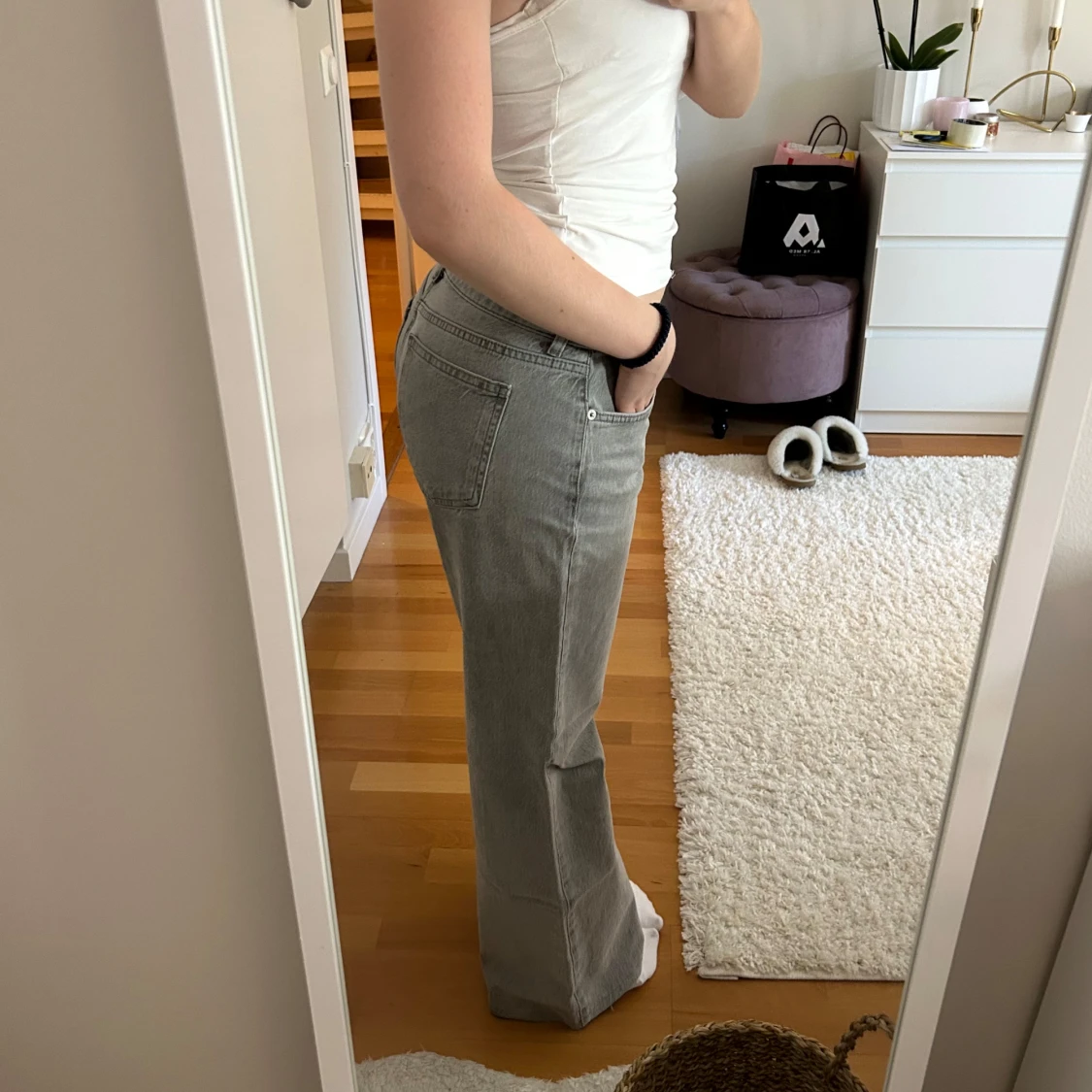 Gråa Jeans med låg midja NA-KD - 2