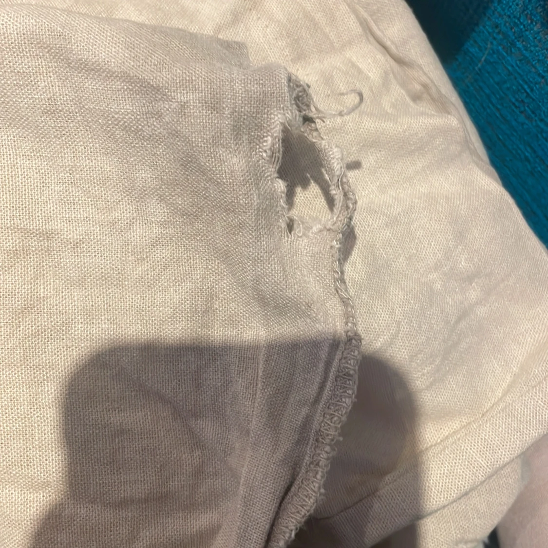 Beige linnebyxor med resårmidja - 2