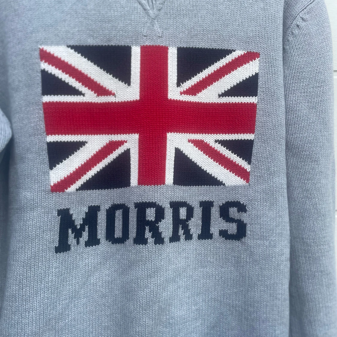 Grå stickad tröja Morris Union Jack - 1