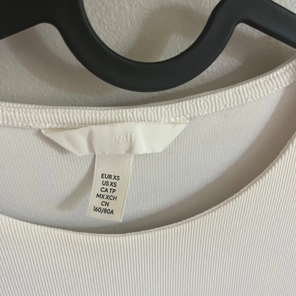 Vit ribbad långärmad topp - 3