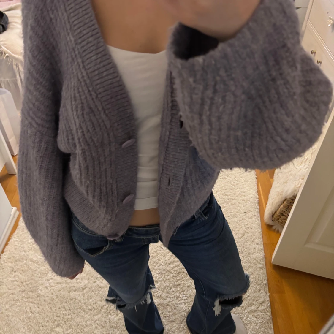 Lila stickad kofta från Weekday - 2