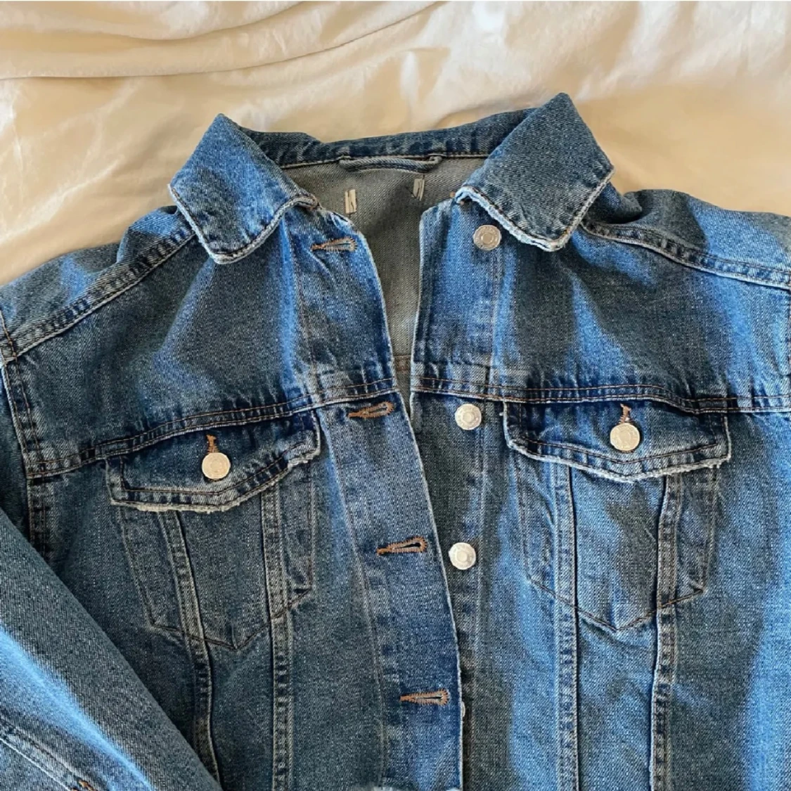 Croppad jeansjacka - 1