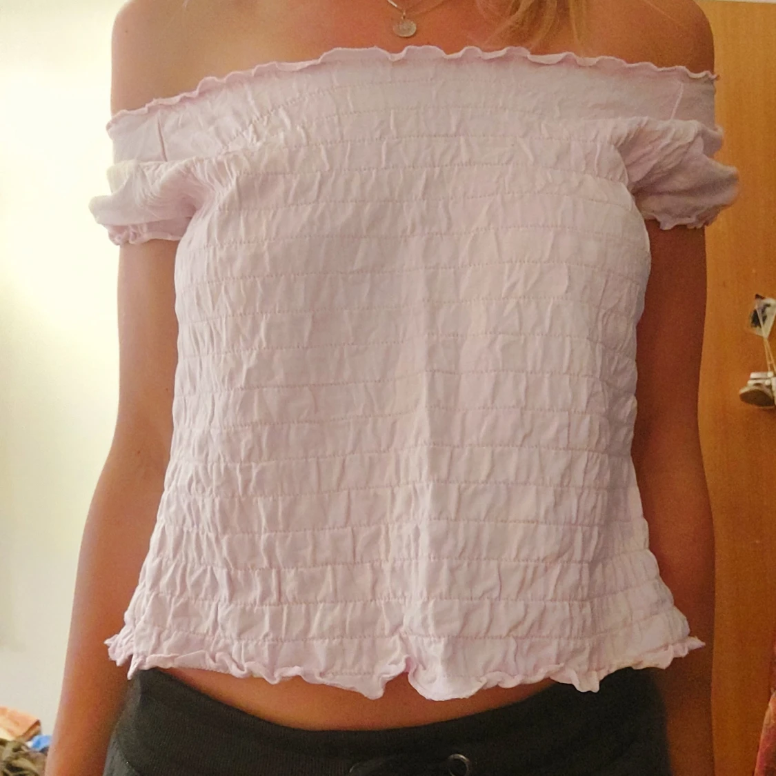 Ljusrosa offshoulder topp