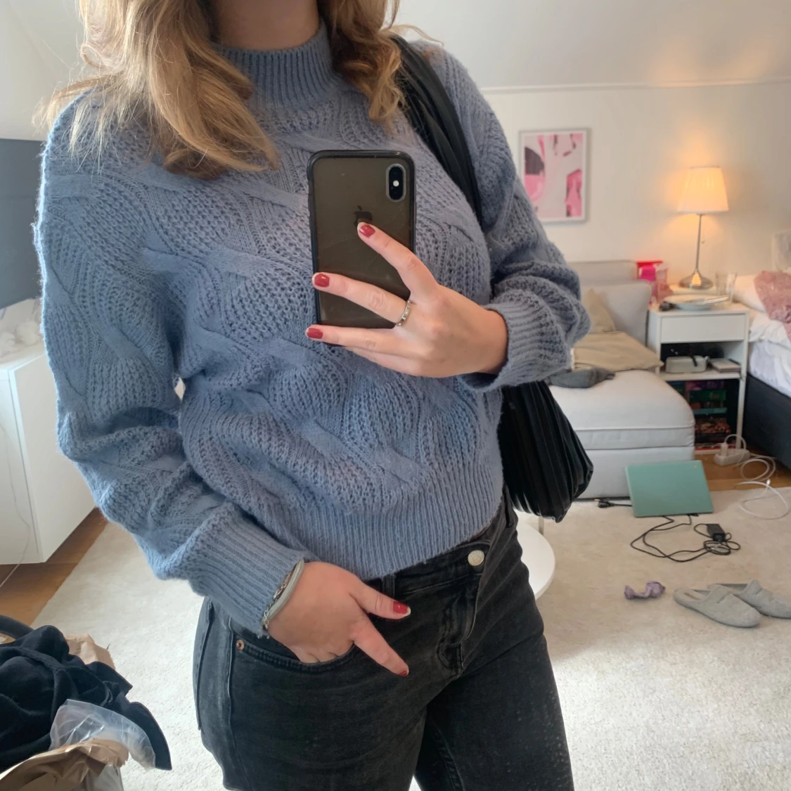 Blå stickad tröja från MNG Casual