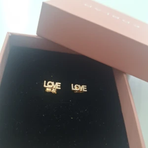 Guldiga LOVE örhängen! - Snygga små örhängen i guld med texten LOVE 💕 ALDRIG ANNVÄNDA!☺️
