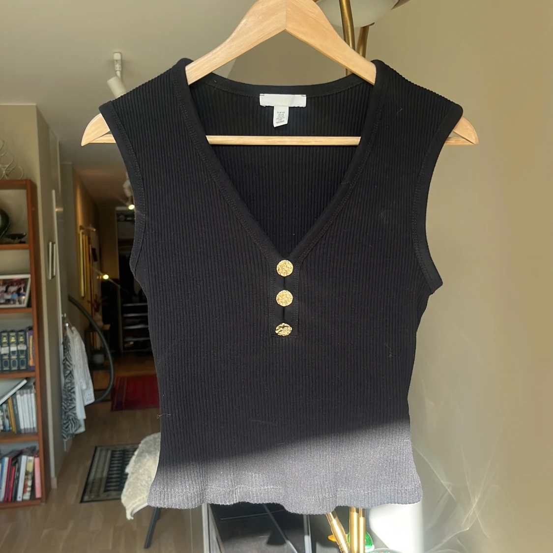 Svart ribbad linnetopp från H&M