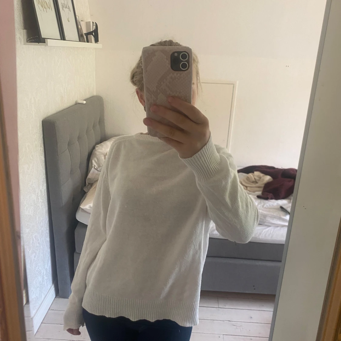 Vit stickad tröja💓 - 2