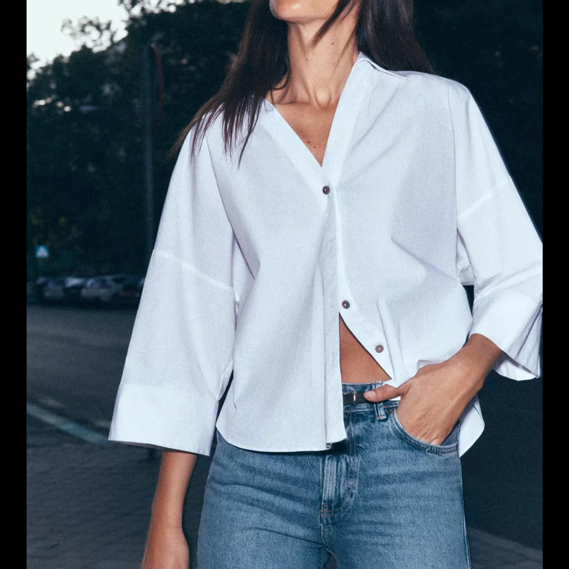 Vit skjorta med vida ärmar från Zara