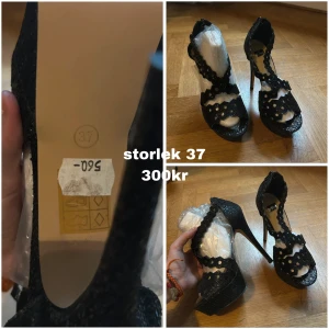 Svarta Klackskor Med Paljetter  - oanvända, storlek 37.