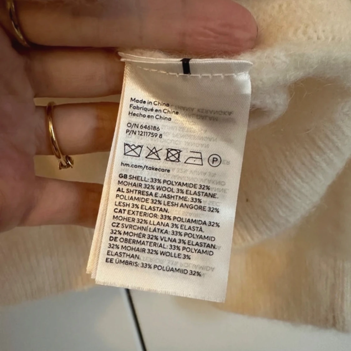 H&M Mohair Kofta, Benvit, Strl: S - 2