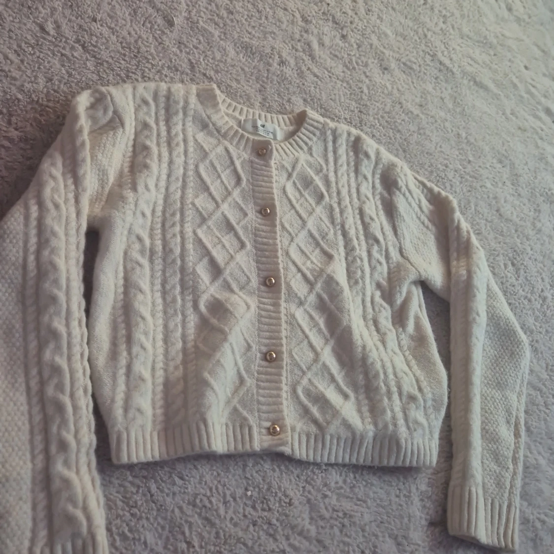 Vit stickad kofta från H&M - 2