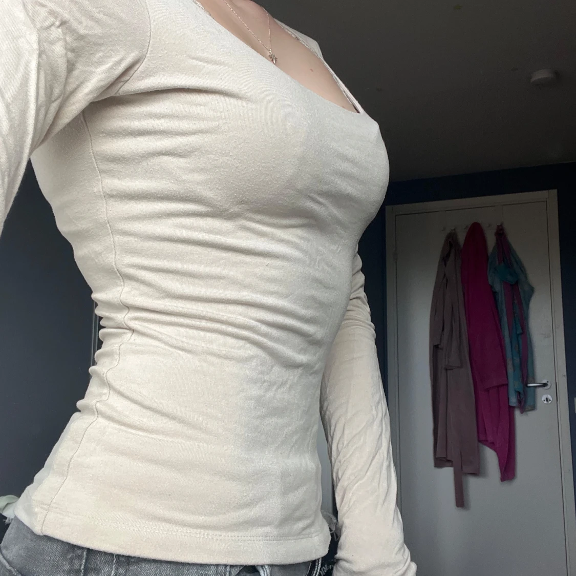 Beige långärmad topp