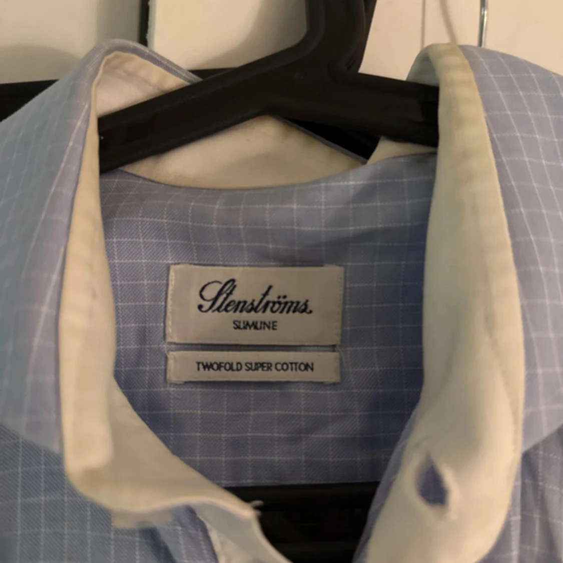 Blå rutig skjorta Stenströms Slimline - 1