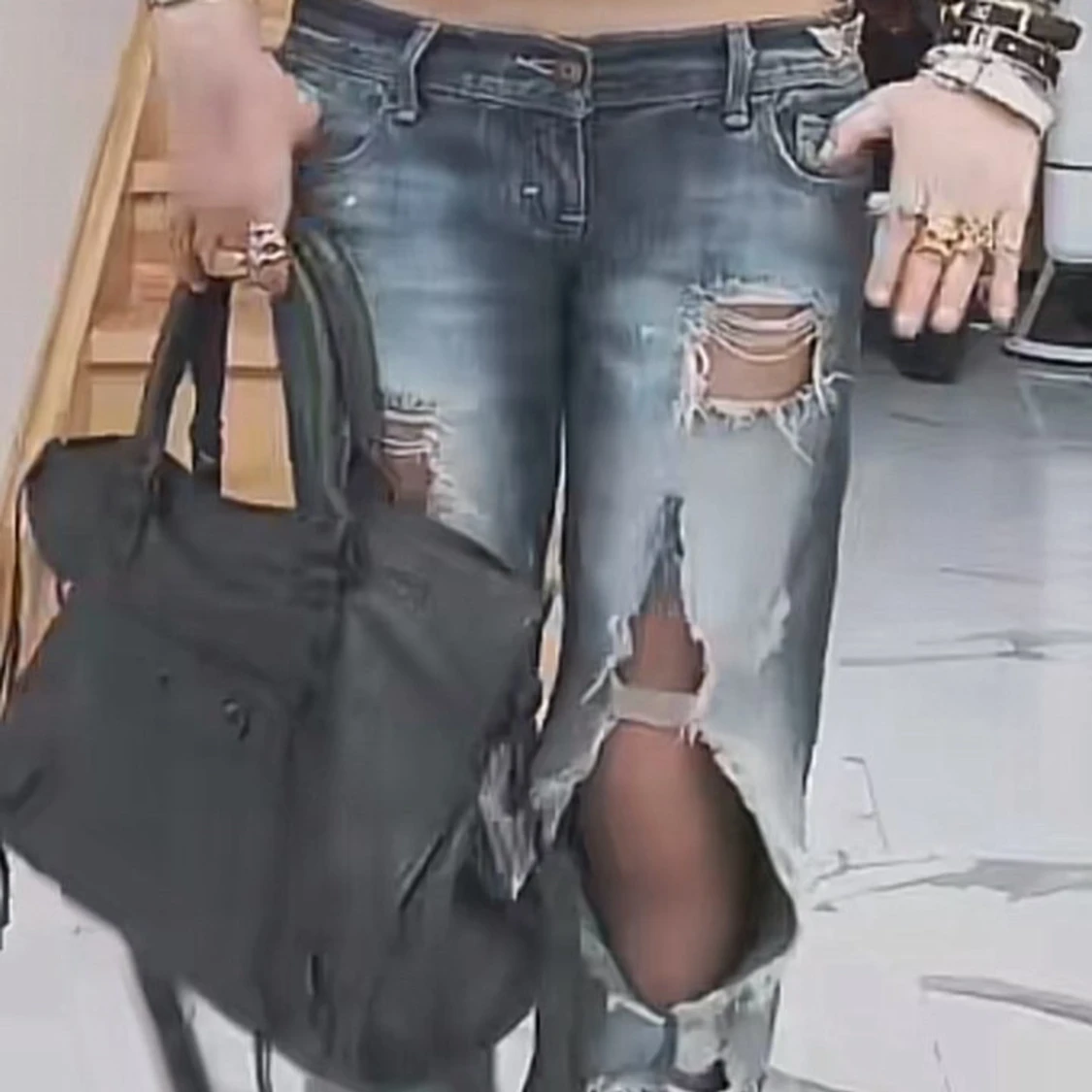 Blå bootcut jeans från Hollister - 2