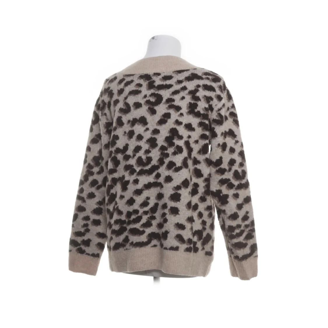 Beige leopardmönstrad stickad tröja - 1