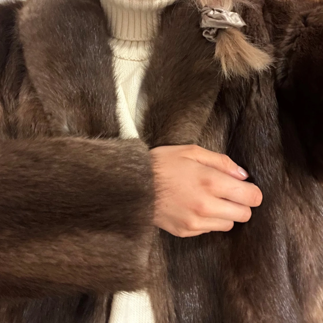 Brun äkta pälsjacka - 4