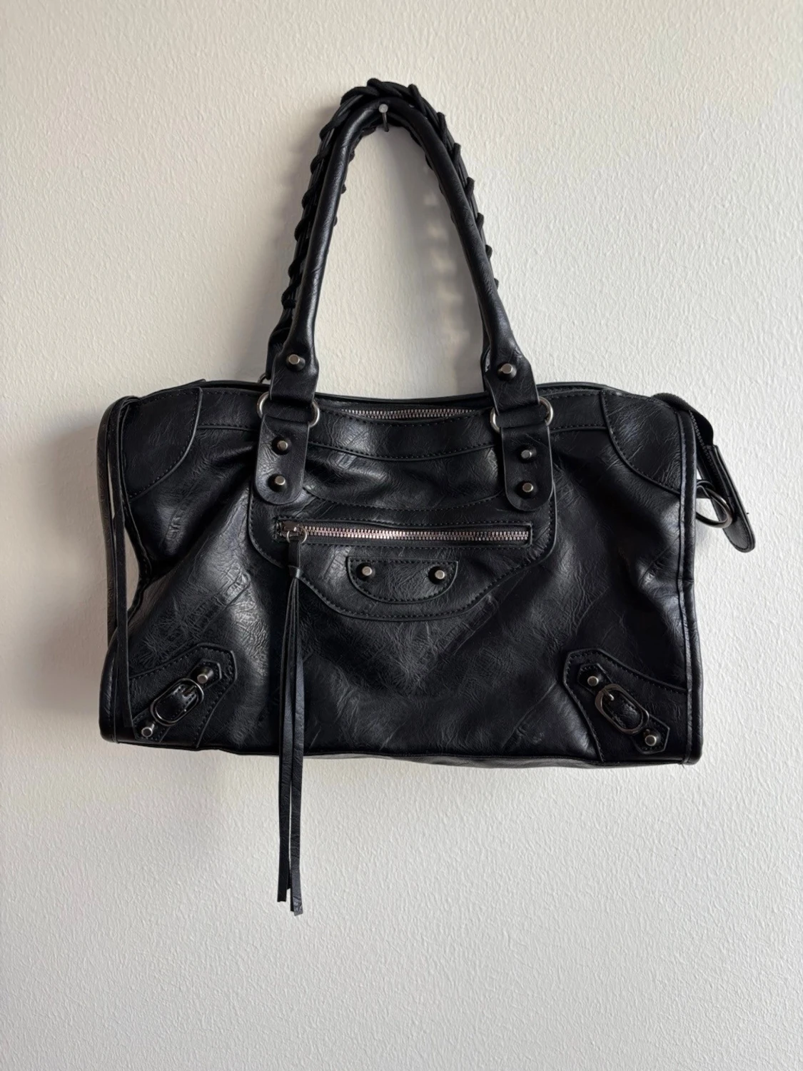 Svart  handväska i skinn - 2