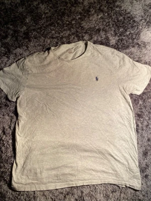 Grå t-shirt från Polo Ralph Lauren - Snygg grå t-shirt från Polo Ralph Lauren med klassisk rund hals och korta ärmar. Diskret logga broderad på bröstet i mörkblått. Tillverkad i mjuk bomull som känns skön mot huden. Perfekt för en chill och stilren look.