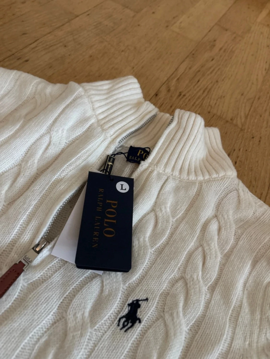 Vit stickad half zip-tröja Polo Ralph Lauren - 1