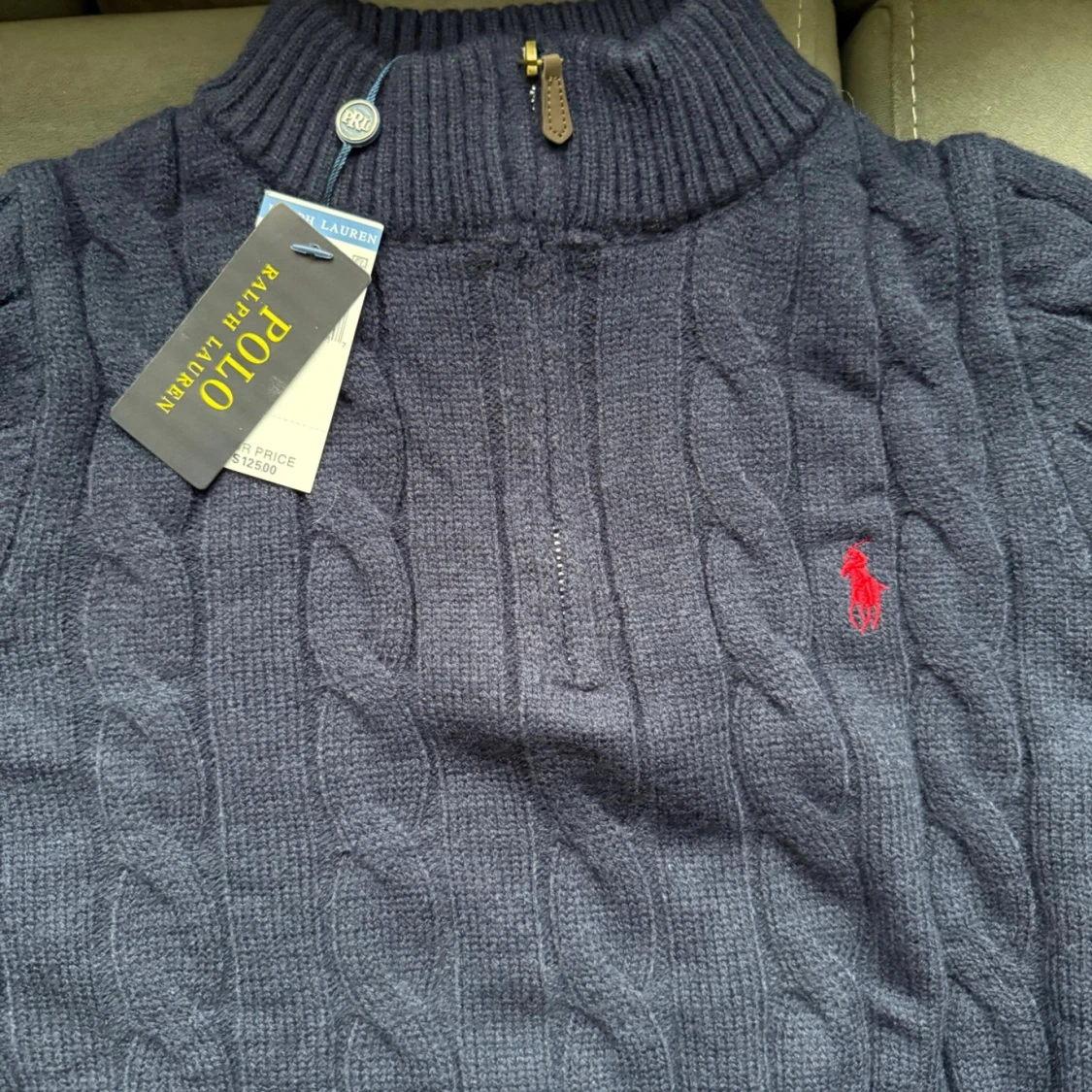 Marinblå stickad polotröja Polo Ralph Lauren Storlek S/XS - 1