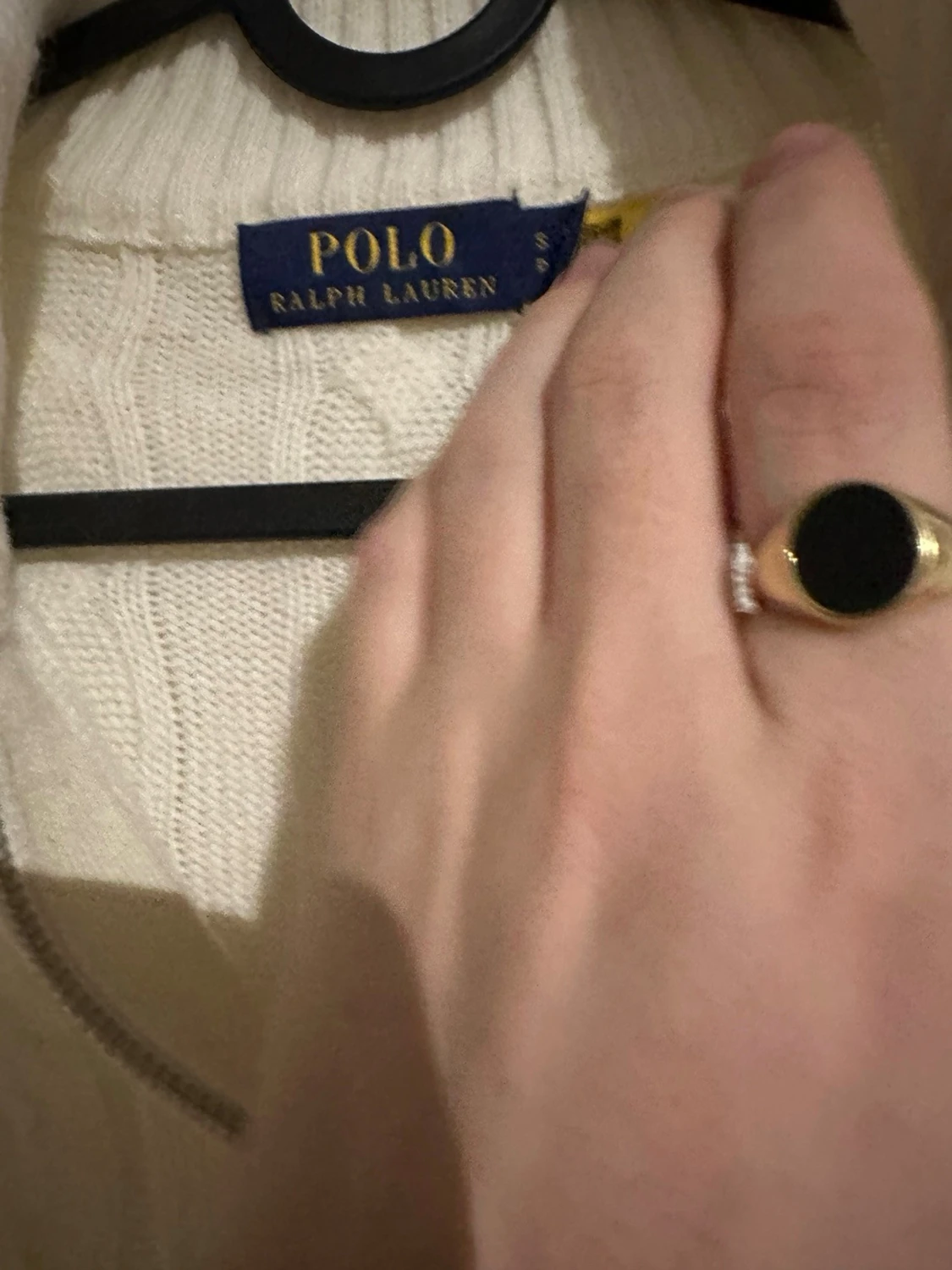 Vit kabelstickad polotröja Polo Ralph Lauren - 4