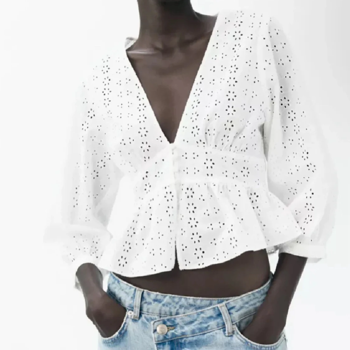 Vit broderad blus, Zara - 2