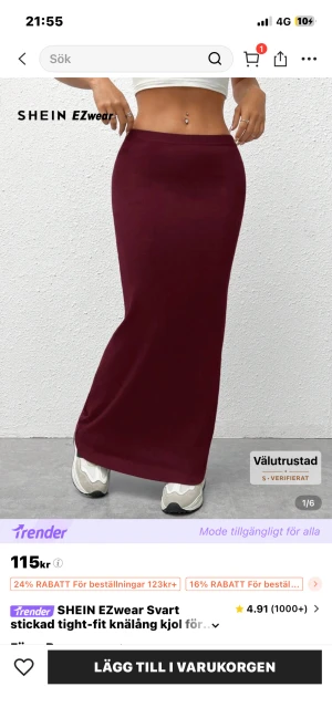 Vinröd långkjol - Vinröd långkjol från shein, aldrig använd Säljer då den var för liten för mig